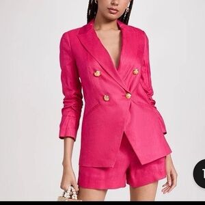 Veronica Beard Hirsh Dickey Jacket Fuschia Pink Double Breasted Blazer Sz 14